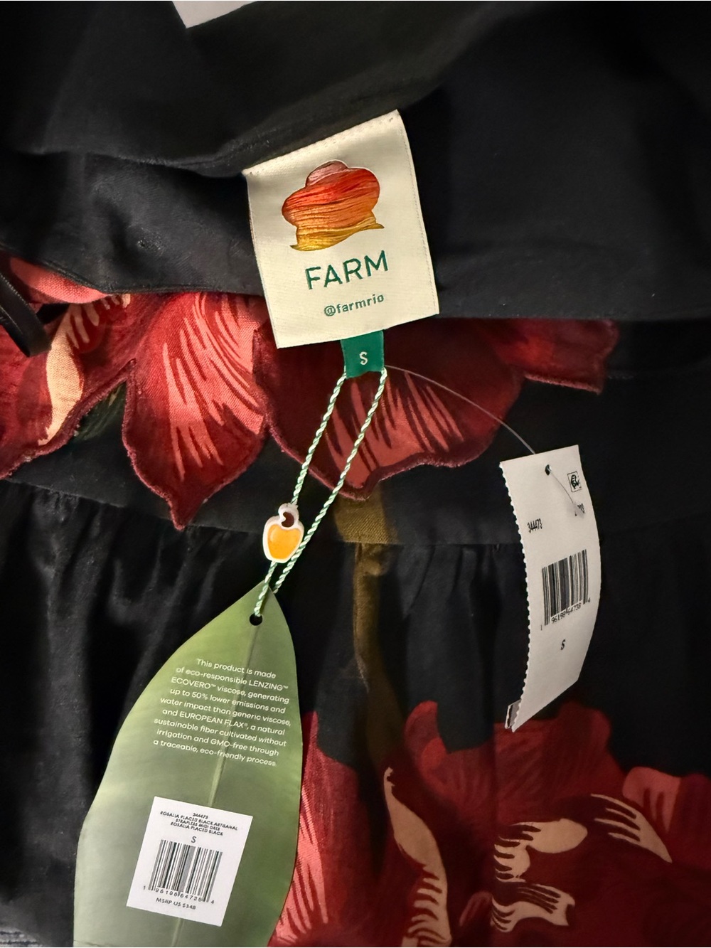 FARM Rio Rosalia Black Artisanal Midi Dress - Picture 3 of 6